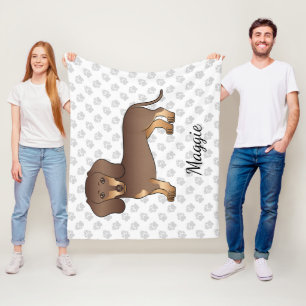 Schokolade und Tan Kurz Haare Dackel & Name Fleecedecke