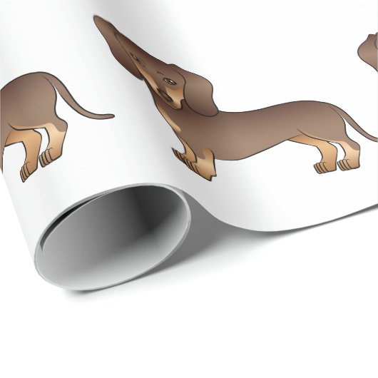 Schokolade und Tan Kurze Dackel Geschenkpapier (Rolleneckpunkt)
