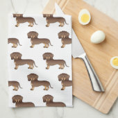 Schokolade und Tan Kurze Dackel Geschirrtuch (Viertel Falte)