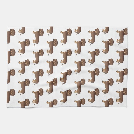 Schokolade und Tan Kurze Dackel Geschirrtuch (Horizontal)