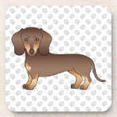 Schokolade und Tan Kurze Haare Dackel & Paws Getränkeuntersetzer (Vorderseite)