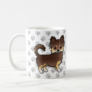 Schokolade und Tan-Langcoat Chihuahua Hunde und Pa Kaffeetasse