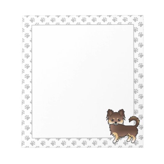 Schokolade und Tan-Langcoat Chihuahua Hunde und Pa Notizblock (Vorderseite)