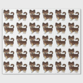 Schokolade und Tan Long Coat Chihuahua Dog Muster Geschenkpapier (Flach)