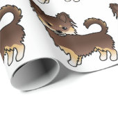 Schokolade und Tan Long Coat Chihuahua Dog Muster Geschenkpapier (Rolleneckpunkt)