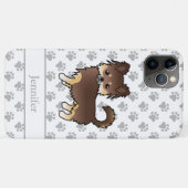 Schokolade und Tan Long Coat Chihuahua Hund & Name Case-Mate iPhone Hülle (Rückseite (Horizontal))