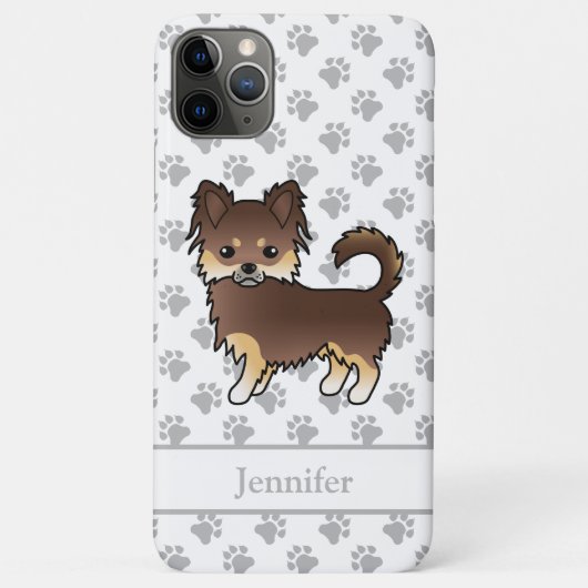 Schokolade und Tan Long Coat Chihuahua Hund & Name Case-Mate iPhone Hülle (Rückseite)