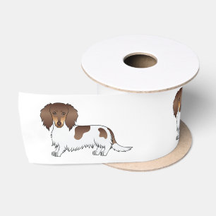 Schokolade und Tan Piebald Lange Haare Dackel Hund Satinband