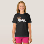 Schokolade und Tan Piebald Lange Haare Dackel Hund T-Shirt (Vorne ganz)