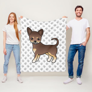 Schokolade- und Tanmilch-Coat Chihuahua Hund & Paw Fleecedecke