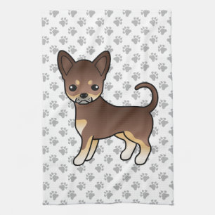 Schokolade- und Tanmilch-Coat Chihuahua Hund & Paw Geschirrtuch