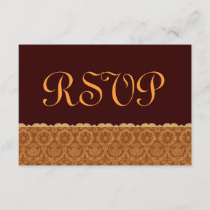 Schokolade und Vintage Damaskus-Hochzeit-UAWG RSVP Karte