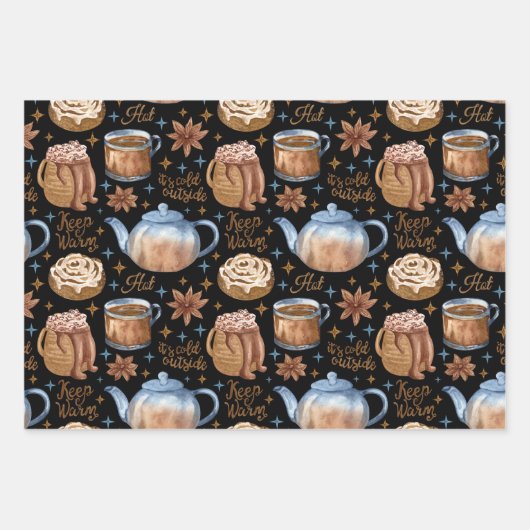 Schokolade und Zimt Geschenkpapier Set (Vorderseite)