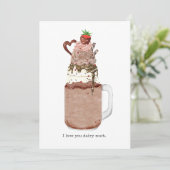 Schokolade Valentine Milkshake I Liebe Puff Karte (Stehend Vorderseite)