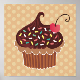 Schokolade & Vanilla Cupcake Canvas Print Poster