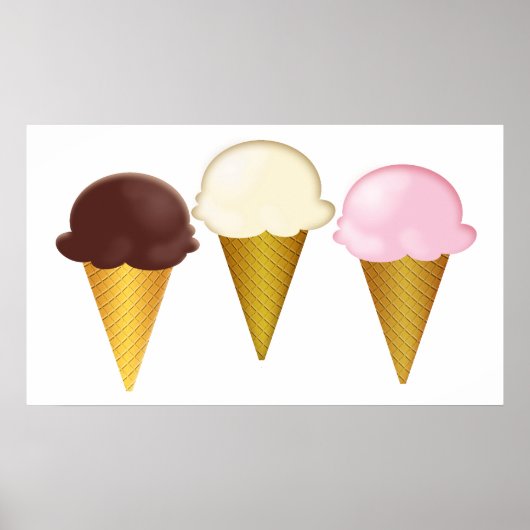 Schokolade, Vanilla & Erdbeere Eiscreme Poster (Vorne)