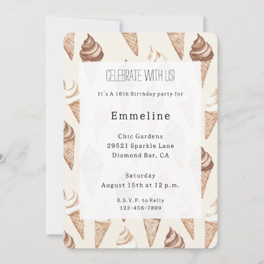 Schokolade Vanilla Ice Einladung (Vorderseite)