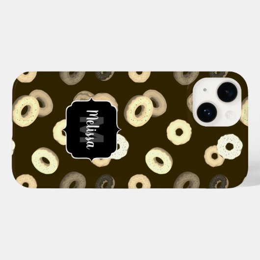 Schokolade Vanille Donuts Muster braun Monogramm Case-Mate iPhone Hülle (Rückseite (Horizontal))