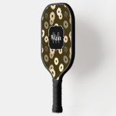 Schokolade Vanille Donuts Muster braun Monogramm Pickleball Schläger (Links)