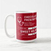 Schokolade Verschreibung Spaß Rot Weiß Moderner Sp Kaffeetasse (Links)