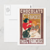 Schokolade ~ Vintages heißes Schokoladengetränk Postkarte (Vorne/Hinten)