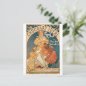 Schokolade ~ Vintages heißes Schokoladengetränk Postkarte (Stehend Vorderseite)