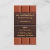 Schokolade -  Visitenkartenvorlage Visitenkarte (Rückseite)