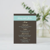 Schokolade Wedding Menu Cards Postkarte (Stehend Vorderseite)