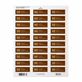 Schokolade Wedding Monogram Address Label V14 (Vorne)
