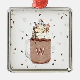 Schokolade Weihnachten Schneemann Milkshake Monogr Ornament Aus Metall