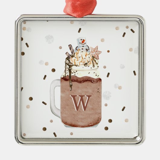 Schokolade Weihnachten Schneemann Milkshake Monogr Ornament Aus Metall (Vorne)