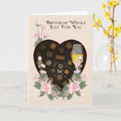 Schokolade Wein und Blume Geburtstagskarte Karte (Gelbe Blume)