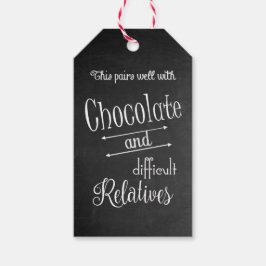 Schokolade & Weinflasche Weinverkostung Party Geschenkanhänger