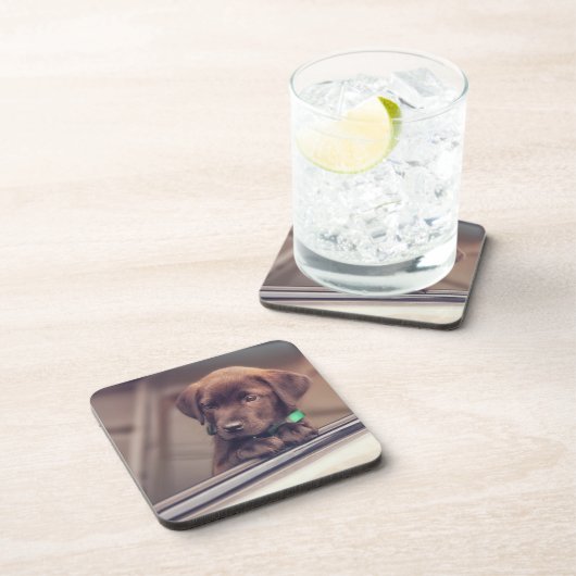 Schokolade-Welpe im Auto Getränkeuntersetzer (Rechte Seite)