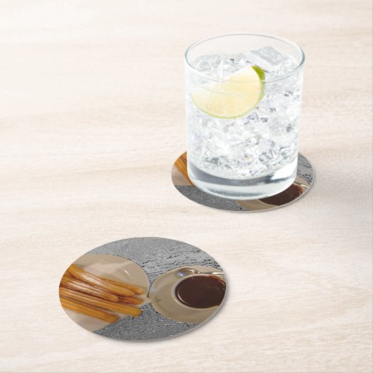 Schokolade y Churros Runder Pappuntersetzer (Vor Ort)