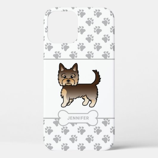 Schokolade Yorkie mit Paws, Dog Bone & Name Case-Mate iPhone Hülle (Rückseite)
