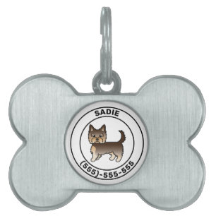 Schokolade Yorkshire Terrier mit Name und Nummer Tiermarke