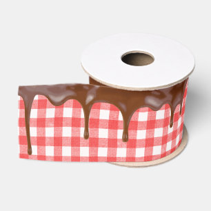 Schokolade Zuckerguss auf Gingham Ripsband