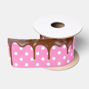 Schokolade Zuckerguss auf Polka Dots Satinband