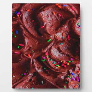 Schokolade Zuckerguss und Sprinklen personalisiere Fotoplatte