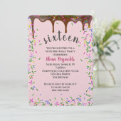 Schokoladeis mit Sprinklen zum 16. Geburtstag Einladung (Stehend Vorderseite)