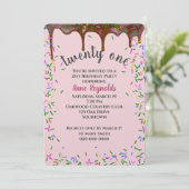 Schokoladeis mit Sprinklen zum 21. Geburtstag Einladung (Stehend Vorderseite)
