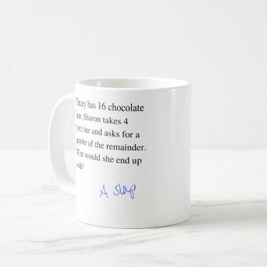 Schokoladen-Bar-Klaps-Prüfung fragt Tasse (Vorderseite Links)