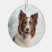 Schokoladen-Border-Collie-Verzierung Keramik Ornament (Links)