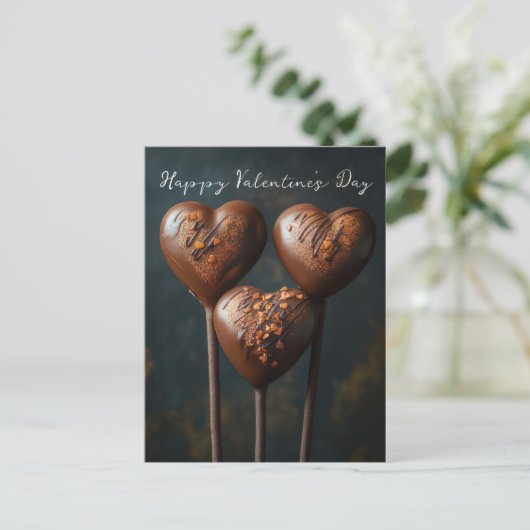 Schokoladen Cake Pops Herzen Valentinstag Postkarte (Stehend Vorderseite)