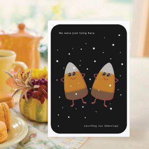 Schokoladen-Candy-Corn-Paar Herbst & Thanksgiving Feiertagskarte