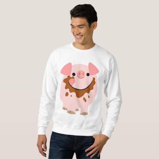 Schokoladen-Cartoon-Schweinmannkleid Sweatshirt (Vorne ganz)