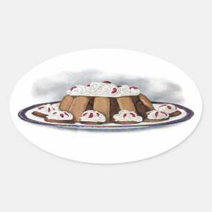 Schokoladen-Charlotte-Russe-Vintage-Dessert Ovaler Aufkleber