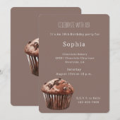 Schokoladen-Chip-Muffin-Cupcake-Geburtstag Einladung (Vorne/Hinten)