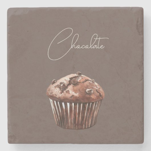 Schokoladen-Chip-Muffin-Cupcake-Geburtstag Steinuntersetzer (Vorderseite)